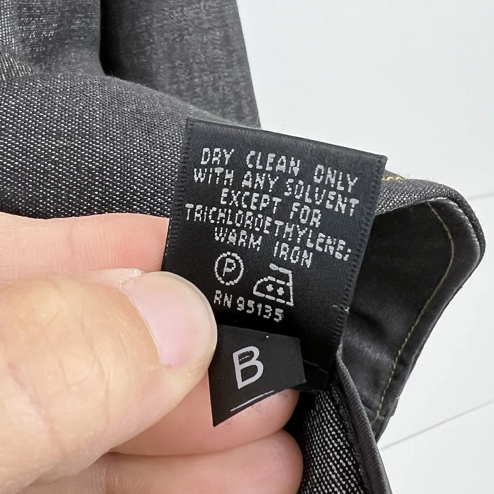 Lafayette 148 New York Blazer Women 8 Wool Contrast‎ Stitch Charcoal Chambray